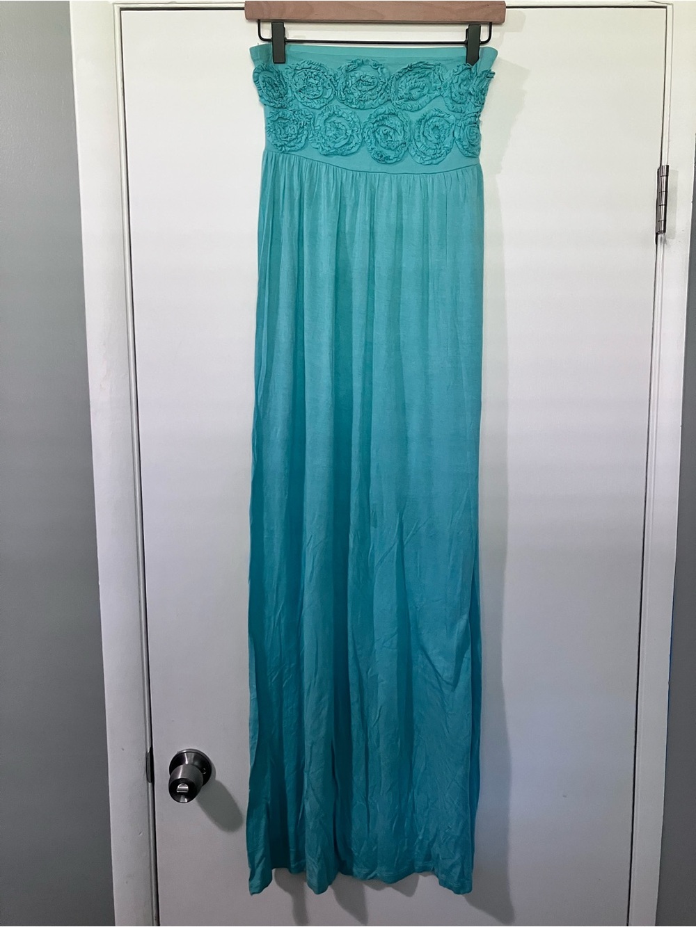 Strapless Maxi Dress Teal Size Small